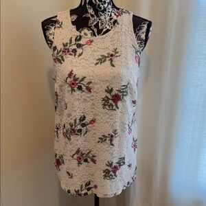 Charter Club Cream Floral Lace Tank Top